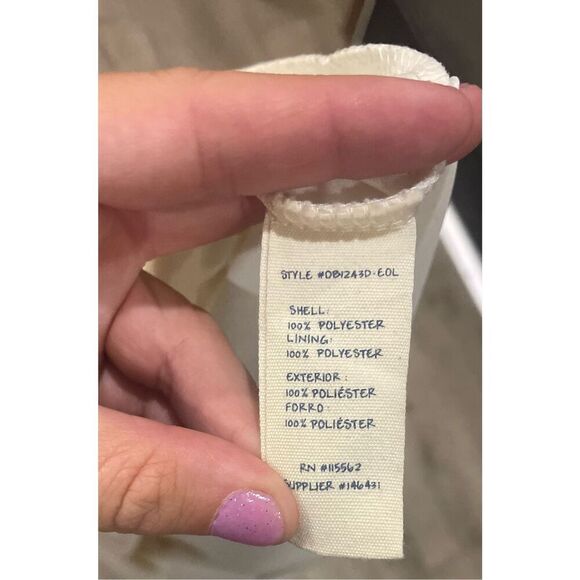 Olsenboye OffWhite Cream Lacey Short Dress Bell Sleeve Open Back Dress Large - Picture 11 of 11